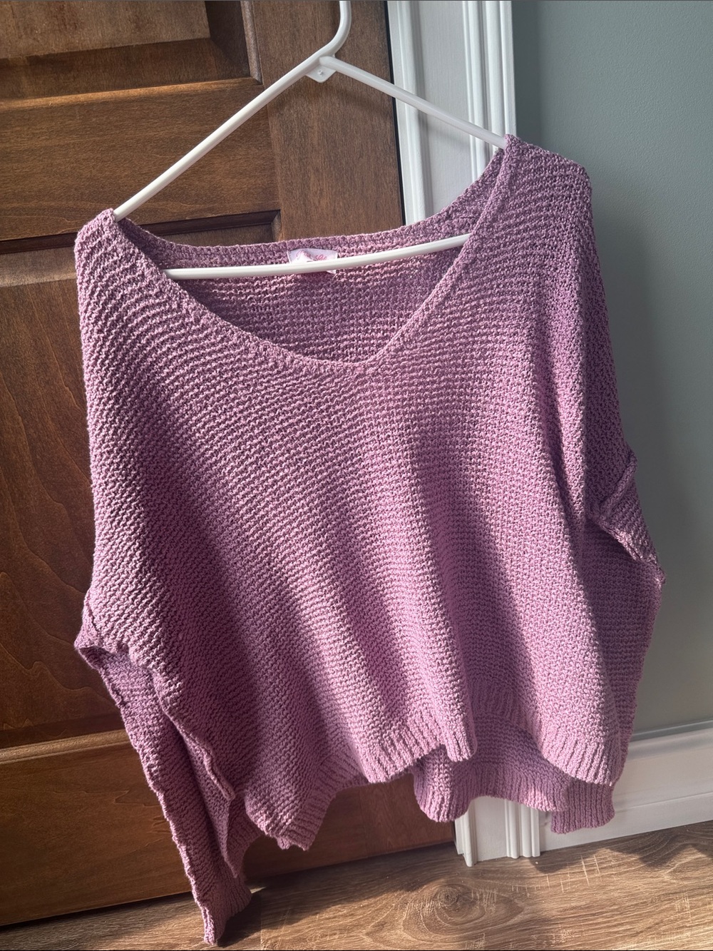 Pink Lily Mauve V-Neck Lightweight Knit Sweater